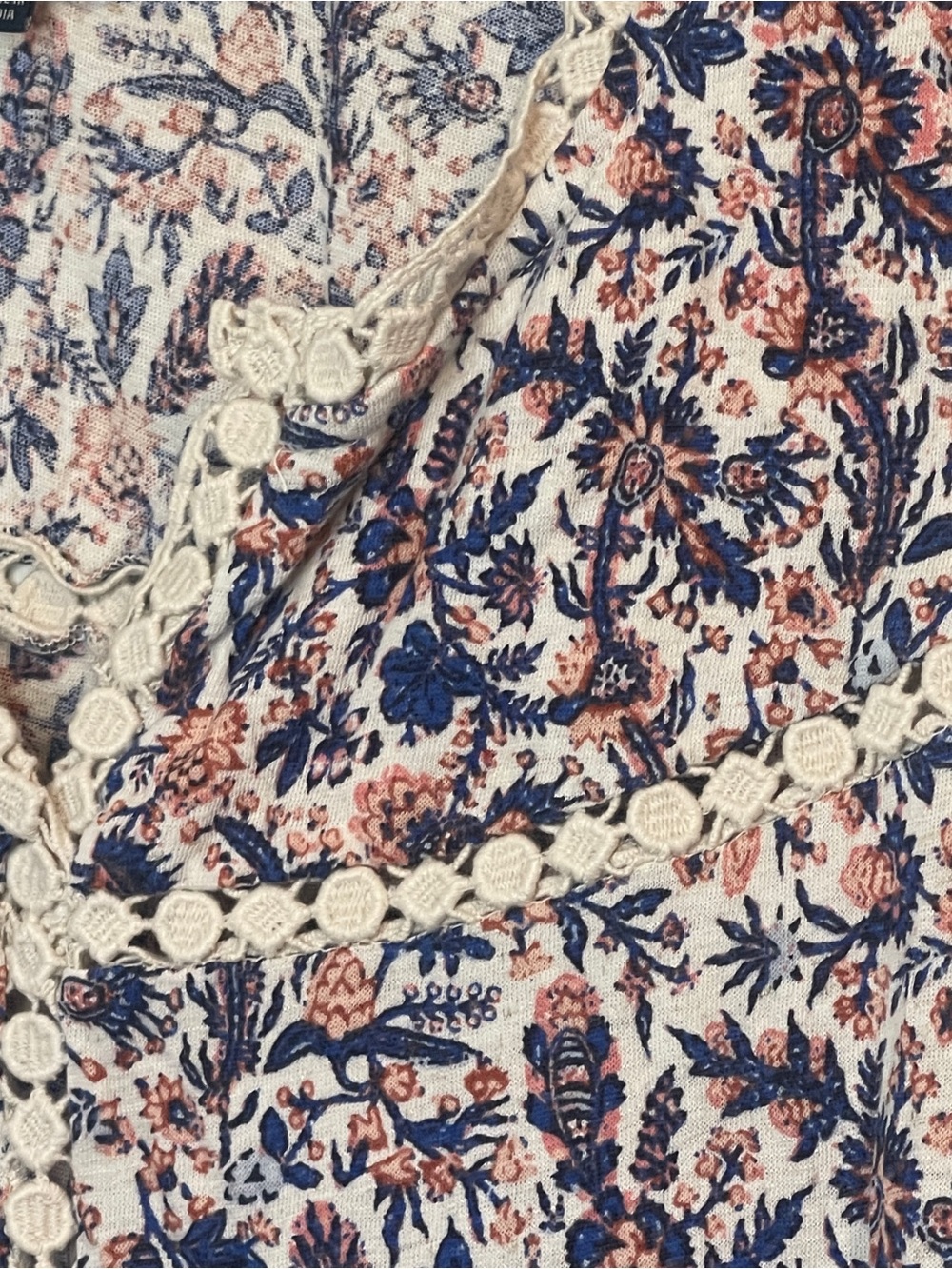 Lucky Brand Navy & Rust Floral Lace-Trim Tank - Picture 3 of 6